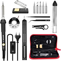 Kit de Soldador - Meterk 60W 220-240V 14 en 1 Soldador de Estaño de Temperatura Ajustable-Soldador con ON-OFF